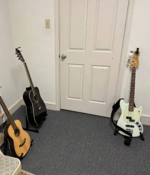 Bass and guitars in the practice room